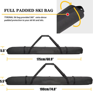 <span class=keywords><strong>Sac</strong></span> de <span class=keywords><strong>ski</strong></span> rembourré avec fermeture à glissière verrouillable 600D Tissu Oxford pour skis 175 - 190cm - Product Image 3