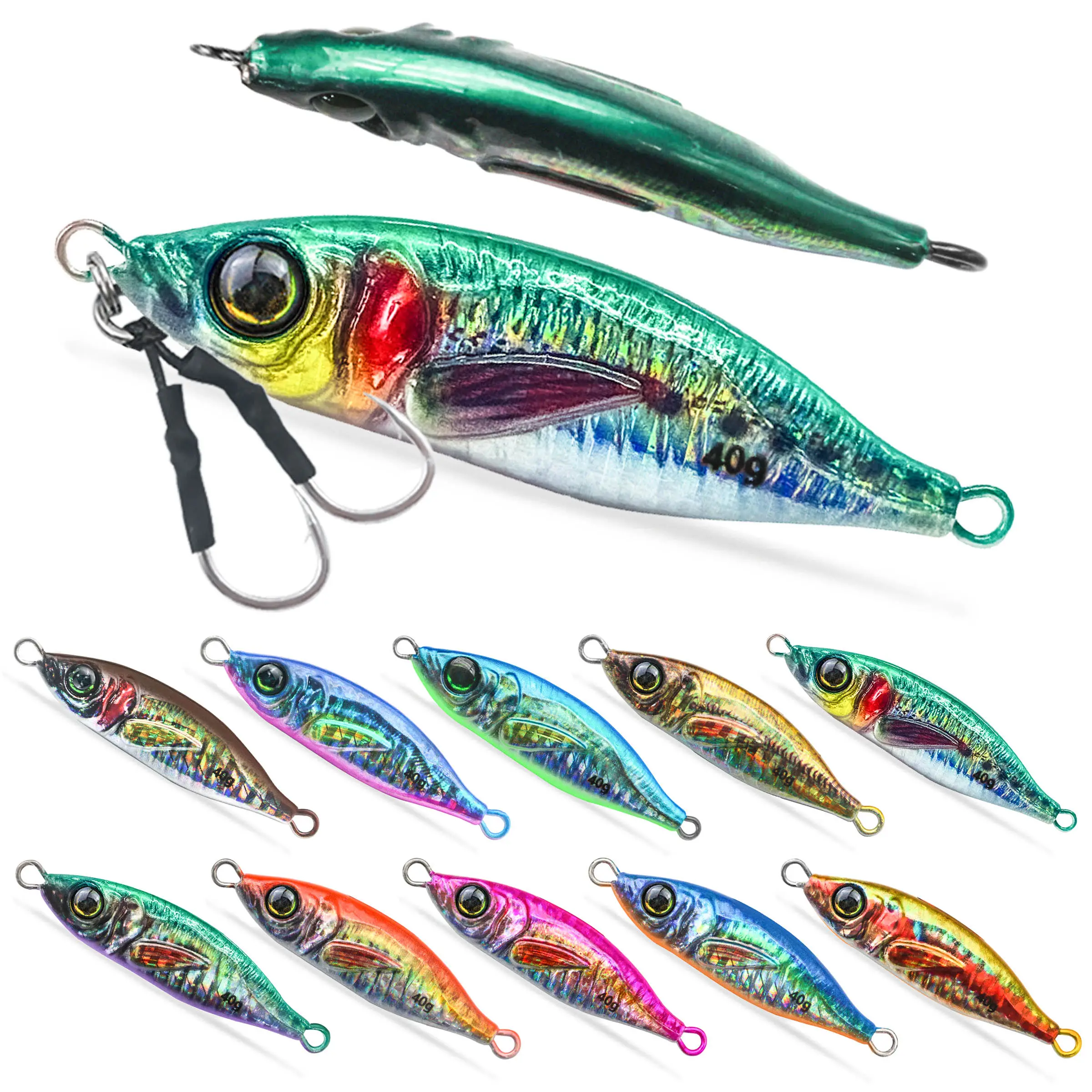 Topwin 30G 40G 60G 3D In Ấn Nhân Tạo Dọc Đồ gá lắp Câu Cá Saltwater Jigging Lures Kim Loại Chì Câu Cá Đồ gá lắp