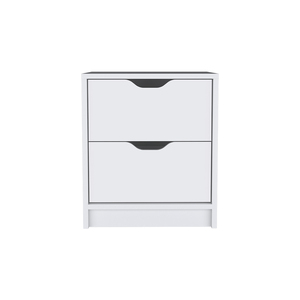 Comodino Gandu con due cassetti, finitura bianca, mobiletto per camera da letto - Product Image 2