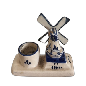 Un joli bougeoir bleu et blanc peint à la main en hollande hollandaise de <span class=keywords><strong>Delft</strong></span> vintage - Product Image 1