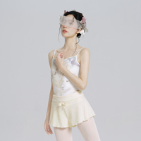 Camisole adulte justaucorps de Ballet femmes blanc imprimé gymnastique Yoga combinaison maille épissure Sexy body