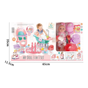 Poupée <span class=keywords><strong>en</strong></span> vinyle de 12 pouces, ensemble de soins <span class=keywords><strong>3</strong></span> <span class=keywords><strong>en</strong></span> <span class=keywords><strong>1</strong></span>, berceau, <span class=keywords><strong>chaise</strong></span> <span class=keywords><strong>haute</strong></span>, baignoire avec douche, accessoires d'alimentation, cadeau d'apprentissage précoce pour enfants - Product Image 5