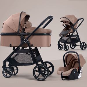 Poussette 3-en-1 personnalisée, nouvelle, approuvée, pliable, système de voyage facile, portable, légère, en lin, acier inoxydable, tendance, vente chaude - Product Image 2