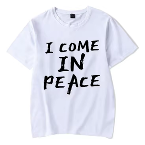 T-shirt Vintage Divertente 'I Come in Peace I'm Peace' per Coppie, Manica Corta, Moda Casual Streetwear per Uomo e Donna - Product Image 3