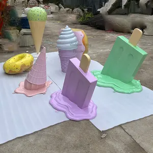 Palito de helado de fusión de resina, decoración de paletas de color rosa, palo de helado verde de fibra de vidrio, artesanía de resina, accesorios de donut amarillo candyland