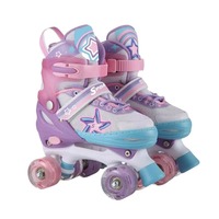 Nouveaux patins à roulettes pour enfants, élégants, à double rangée, pour l'extérieur, quatre roues en PU, coque en maille PP, entièrement éclairés, freins réglables, ABEC-7