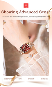 นาฬิกา POEDAGAR 785EU รุ่นมาตรฐานหรูหราสง่างามสำหรับผู้หญิง แสดงวันที่ กันน้ำ รูปทรงสี่เหลี่ยมผืนผ้า สายสแตนเลส สตีล ควอตซ์ นาฬิกาข้อมือผู้หญิง - Product Image 4