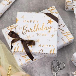 Papel de Regalo Dorado para Cumpleaños, 17 pulgadas x 16.5 pies, de una sola cara, ecológico, para manualidades, para ocasiones de cumpleaños - Product Image 6