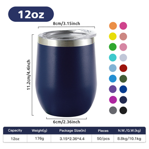 Custom Logo 12oz Powder Coated Wine Tumbler Insulated with Lid Stemless Stainless Steel Wine <strong>Glasses</strong> <strong>Double</strong> <strong>Wall</strong> Vacuum Thermal - Product Image 5
