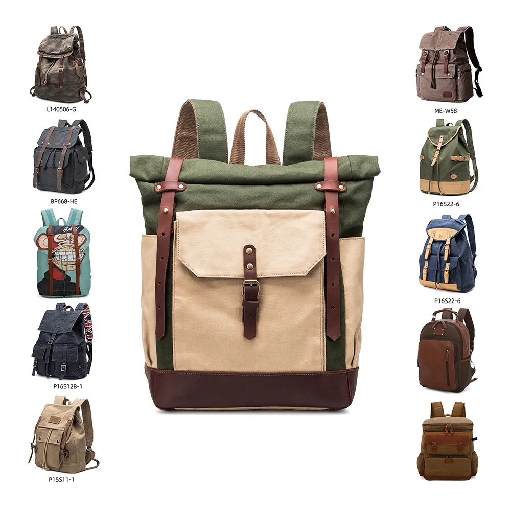 high quality backpack manufacturer fashion retro casual sport backpack supplier custom unisex waxed coated canvas travel mochila