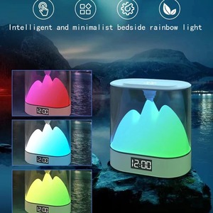 Colorful Mountain Peak Environmental Light, Night Sleep, Eye Protection, Soft <b>LED</b> Bedhead Nightlight with <b>Clock</b> Alarm <b>Clock</b> - Product Image 3