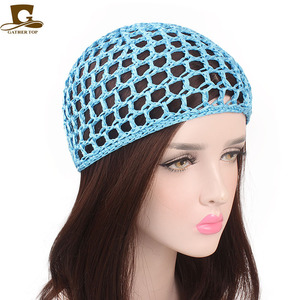 En gros, Bonnet de nuit en maille <span class=keywords><strong>crochet</strong></span>ée, <span class=keywords><strong>filet</strong></span> à cheveux pour dormir, couvre-<span class=keywords><strong>chignon</strong></span>, snood décoratif pour femme, en polyester, accessoires capillaires - Product Image 2