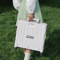 Chariot de courses pliable et repliable, boîte portable à roulettes, chariot à main, chariot de courses pliable, chariot utilitaire avec couvercle et porte-gobelet