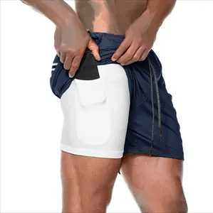 Venta caliente sublimación personalizada 2 en 1 pantalones cortos de malla de doble capa deportes de talla grande pantalones cortos de gimnasio de nylon para hombres