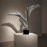 Sculpture d'aile en tube d'acier inoxydable poli miroir, abstraite et moderne, statue d'art métallique de luxe, couleurs personnalisables, pour extérieur et hôtel