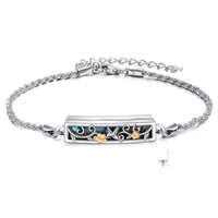 Bracelet urne commémorative en argent sterling S925 avec coquille d'ormeau, fleurs dorées et breloque colombe, bijou pour cendres, vente en gros