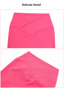 महिलाओं के लिए टिकटॉक कस्टम हाई वेस्ट वी क्रॉस कमरबंद योग लेगिंग्स वयस्कों के लिए सॉलिड पैटर्न पुश-अप इलास्टिक योग पैंट