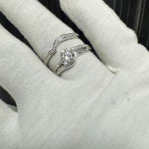 KEEVA JEWELS 950 Platinum 1.10 Carat F-G/VS Round Lab Grown Diamond Engagement <b>Ring</b> with Wedding <b>Band</b> Women's Size - Product Image 5