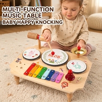 Table de percussion musicale multifonctionnelle en bois, jouet musical Montessori, xylophone, batterie, ensemble sensoriel auditif éducatif, cadeau pour enfants