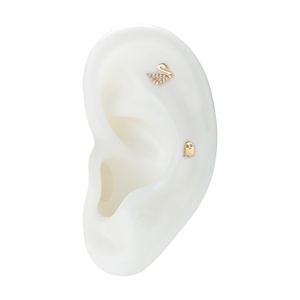 14KT ใหม่ giometal ผีด้านบนสีเหลืองทองเจาะ earringstragus จมูกเครื่องประดับ Threadless หรือเกลียว - Product Image 4