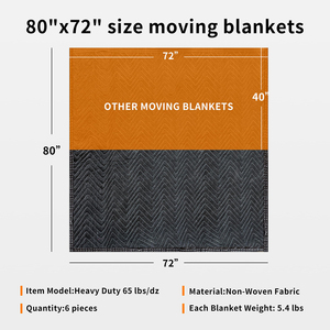Tùy chỉnh bán buôn lớn 80 "x 72" đen vận chuyển đồ nội thất Pads di chuyển chăn cho di chuyển và lưu trữ - Product Image 2