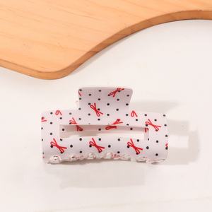 Pinza de Pelo Francesa Elegante de 8.4CM con Diseño de Puntos y Cuadros, Pinza Cuadrada de PVC Tipo Tiburón, Accesorio para el Cabello de Mujer para Uso Diario - Product Image 5