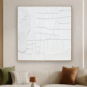 Dipinto a Olio Astratto di Alta Qualità Personalizzato con Cornice in Legno, <span class=keywords><strong>Arte</strong></span> Moderna Fatta a Mano su Tela, Dipinto Quadrato Bianco Puro - Product Image 1