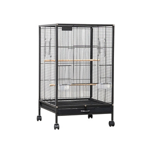 Cage à oiseaux haute en métal de style vintage avec plateau inférieur amovible et toit plat, cage roulante, vente en gros directe d'usine - Product Image 1