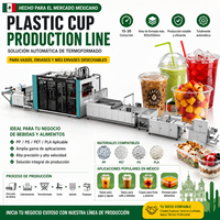 Automatische productielijn voor plastic bekers, hogesnelheids thermoformmachine voor PP, PET, PS, PLA voor dranken- en voedselverpakkingen