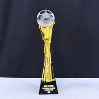 Trophée en cristal doré pour cricket, volley-ball, basketball, football, plaque de récompense MH-T74