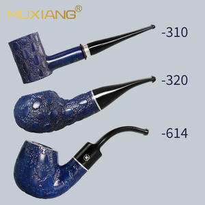 MUXIANG Briarwood Smoking Pipe Crocodile Pattern Bent Type 9mm Filter Gift Box - Product Image 2