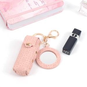 Portable tissé en cuir PU porte-rouge à lèvres sac Durable brillant à lèvres organisateur porte-clés élégant rouge à lèvres étui avec miroir pour les femmes - Product Image 2