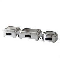 Buffet-Wärmer Silber Rechteckig Sichtbarer Hydraulischer Klappdeckel Elektrisch Temperaturgeregelte Vollbildanzeige 9L/6L Fassungsvermögen A++