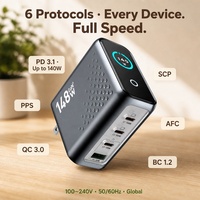 Robuuste 148W GaN-lader met supersnel opladen, 4-poorts PD3.1 CE FCC RoHS gecertificeerd, universele fabrieks prijs.