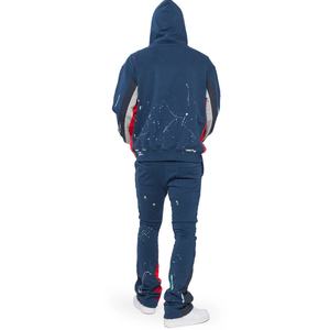 Conjunto Deportivo para Hombre, Sudadera con Capucha y Pantalones de Algodón con Diseño de Salpicaduras de Pintura, Estilo Informal - Product Image 2