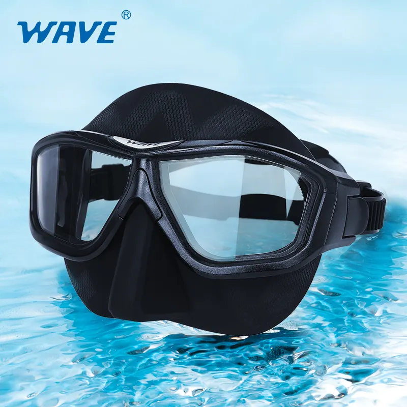 Wave Profional Adult Diving Mask with Polycarbonate Anti-Fog Lens Made from High Quality Silicone for Spearfishing