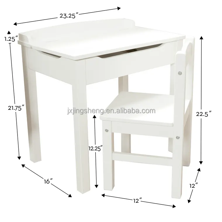 Bureau en bois pour enfants, Table d'étude Simple avec chaise, ensemble de meubles écologiques peints en blanc