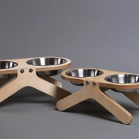Bols de nourriture pour animaux de compagnie portables modernes Station d'alimentation pour chiens et chats en bois surélevée avec bols en acier inoxydable de 2L pour petits animaux et chiots