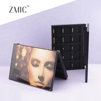 Palette de fards à paupières vide personnalisée noire de 12 ou 15 couleurs, étui de maquillage rectangulaire multicolore avec couvercle imprimé, emballage cosmétique