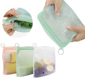 Многоразовый силиконовый контейнер для хранения продуктов с застежкой-молнией, пригодный для использования в морозильной камере, духовке и посудомоечной машине, герметичный, не пропускает протечки. - Product Image 5