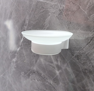 Support mural <span class=keywords><strong>en</strong></span> alliage de zinc pour <span class=keywords><strong>savon</strong></span>, plateau <span class=keywords><strong>en</strong></span> verre dépoli détachable, base ronde minimaliste, <span class=keywords><strong>porte</strong></span>-<span class=keywords><strong>savon</strong></span> pour salle de bain, maison, hôtel, douche - Product Image 4