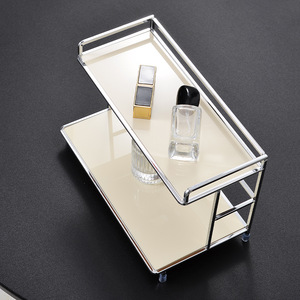 Étagère de rangement en métal à 2 niveaux pour salle de bain, cuisine, cosmétiques, organisateur portable multifonction - Product Image 2