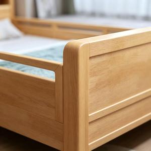 Lit simple moderne en bois massif de style nordique, fabrication directe d'usine, minimaliste, blanc, pour enfants, garçons et filles, avec cadre en bois - Product Image 3