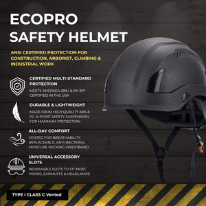 Casque de sécurité ventilé, suspension 6 points, homologué ANSI Z89.1 et OSHA, léger, en fibre de carbone, visière transparente - Product Image 6