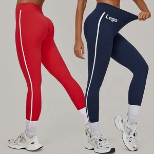YIYI Pantalones de Yoga Dreamlux para <span class=keywords><strong>Mujer</strong></span>, Cintura Alta, Sin Costuras Delanteras, Suaves como la Mantequilla, para Correr y Hacer Ejercicio, con Franja Lateral en Contraste, MOQ Bajo - Product Image 1