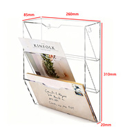 Boîte de rangement murale en acrylique transparente, porte-documents mural, organisateur pour livres, papiers, matériel de bureau, utilisation à domicile ou au bureau