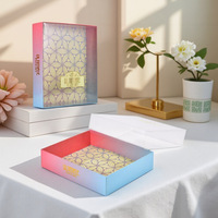 Boîtes en papier rigide de luxe en gros avec couvercle transparent et dorure à chaud pour l'emballage de kits de maquillage