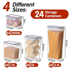 42 Pcs Set Bpa-free Hermético Plástico Empilhável Cozinha Organizador Cereal Seco Food Armazenamento Bin Box Container - Product Image 4