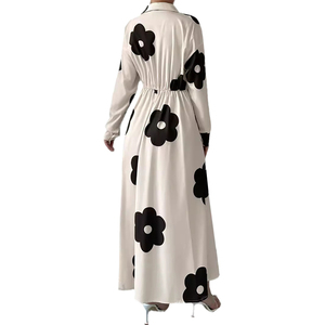 Mùa Hè Cổ Điển Phụ Nữ Thanh Lịch Buổi Tối Ăn Mặc Giản Dị Dài Tay Áo Thiết Kế Thời Trang In Voan Tầng Chiều Dài Ăn Mặc - Product Image 2