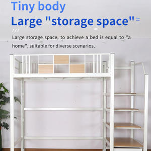 เตียงสองชั้นโลหะสำหรับผู้ใหญ่ที่พักสไตล์ลอฟท์ขนาดควีนไซส์พร้อมบันไดสำหรับใช้ในโรงเรียน - Product Image 3